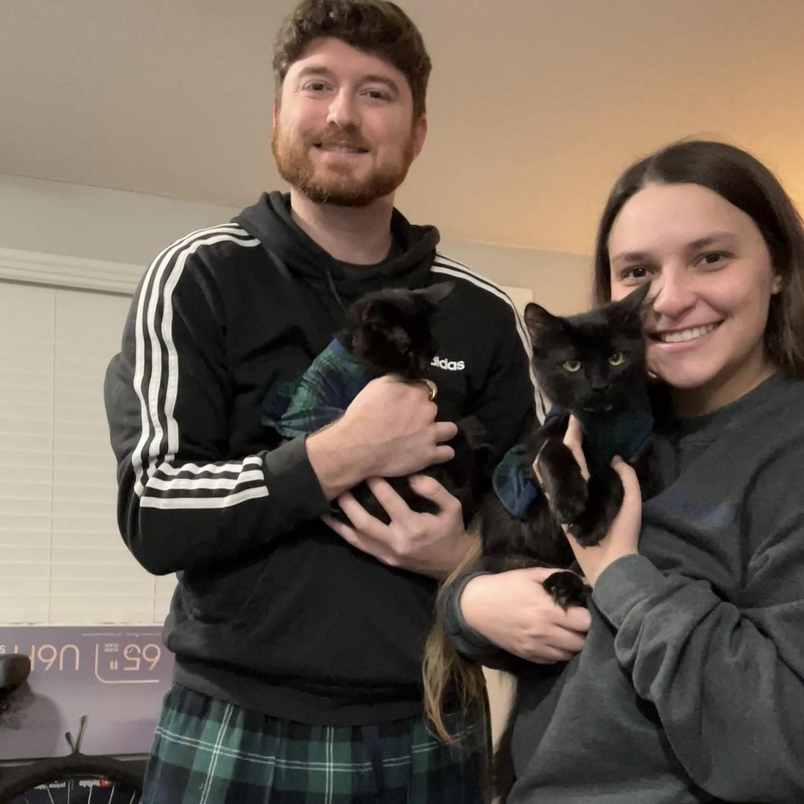 2025 - Our first Christmas with our kittens (we are all wearing matching pajamas)
