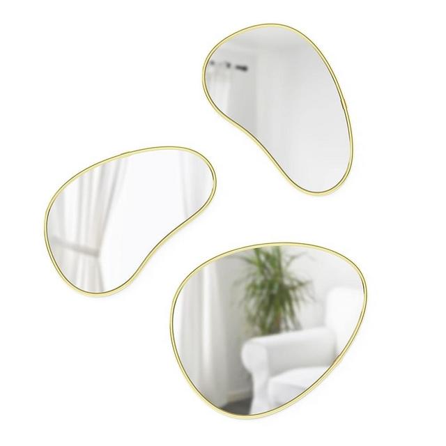 Umbra Hubba Pebble Wall Mount Mirrors, Set of 3, Brass