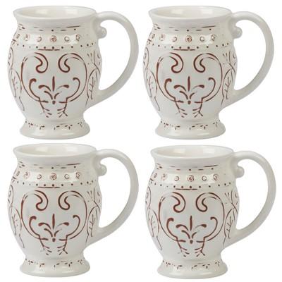 Certified International Terra Nova Ceramic Mugs 20oz White/Brown - Set of 4