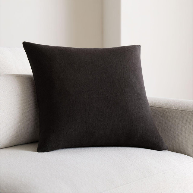 Relaxed Linen 20"x20" Ink Black Layering Throw Pillow Cover