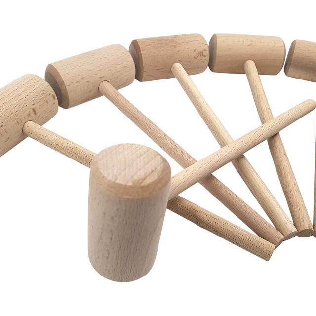 BSANG 8-Inch Large Wooden Crab Lobster Mallet, Seafood Hammers Shellfish Mallets, Wooden Hammer for Chocolate, Kids Toys Mallet, Breakable Heart Hammer, Natural Hard Beechwood (6 Pcs)