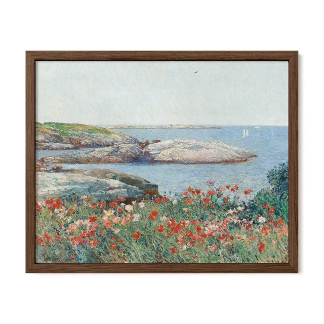 Haus and Hues Framed Vintage Poppies Wall Art, Walnut 20x30