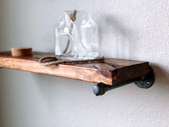 Reclaimed wood, Floating shelves, Bookshelf, Industrial shelf, Reclaimed wood shelf, Wood Shelves, Pipe Shelves, Pipe Shelving, Rustic Shelf