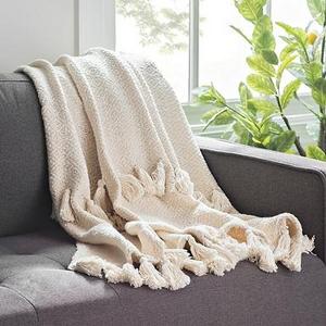 Ivory Woven Tassel Throw
