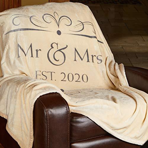 1i4 Group Soft Sentiments Outrageously Soft Reversible Velvet Ultra Plush Throw - 50 x 60 Inch - Mr & Mrs 2020