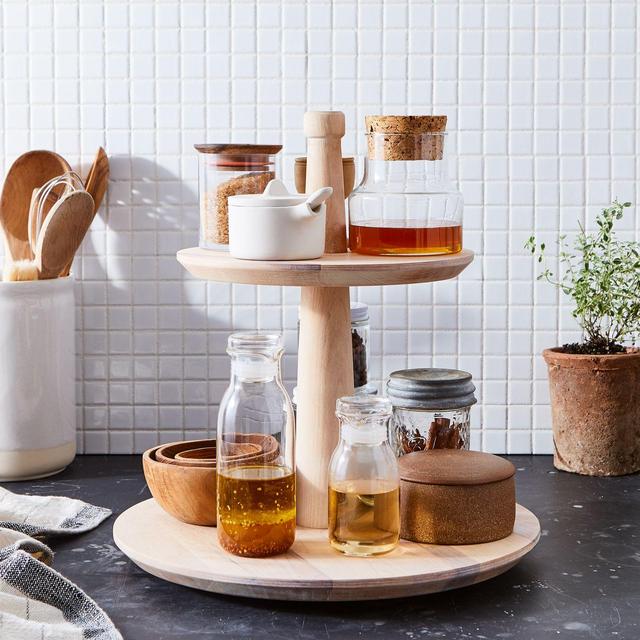2-Tiered Wooden Lazy Susan