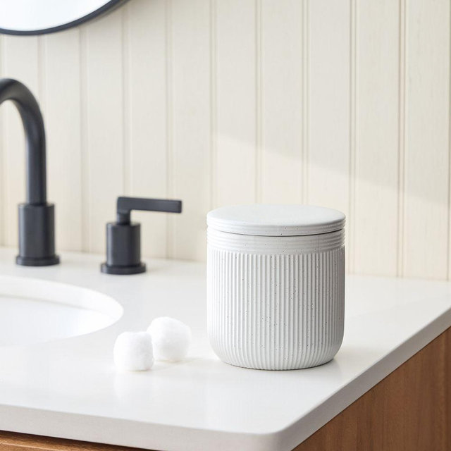 Speckled Stoneware Canister, White