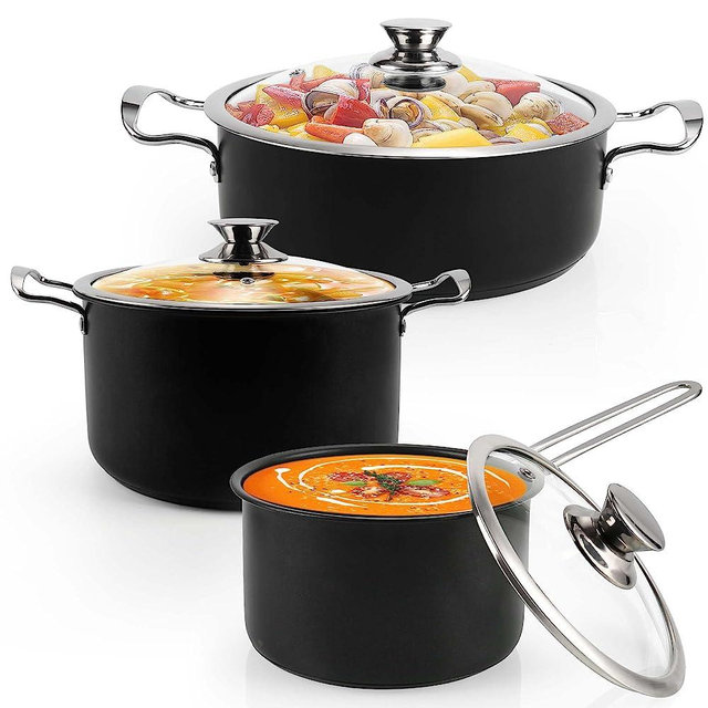 Induction Pots and Pans, Stainless Steel cookeware set 6pcs With Lid, Induction Cookware For Oven & Dishwasher Safe