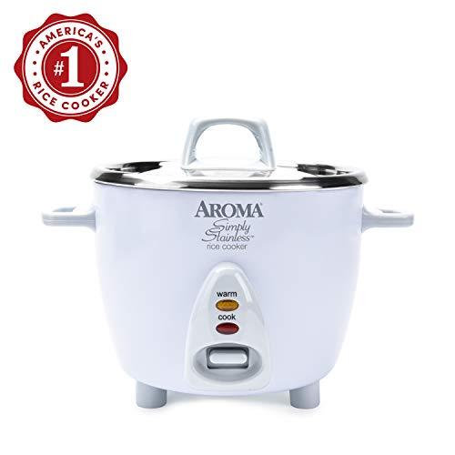 Aroma Housewares Simply Stainless 14-Cup (Cooked) (7-Cup UNCOOKED) Rice Cooker, Stainless Steel Inner Pot (ARC-757SG)