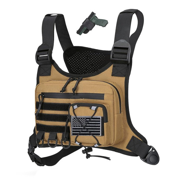 koculemi Outdoor Sports Chest Bag for Men, Chest Vest Holster Fits Most Pistols, EDC Travel Chest Pack for Running, Hiking