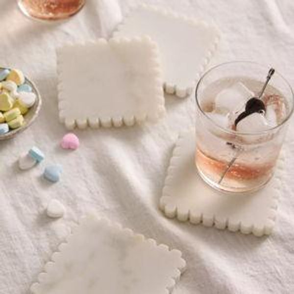 Scalloped Marble Coasters, Set of 4