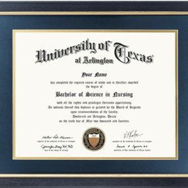 Masters Diploma Frame with Blue and Gold Matting