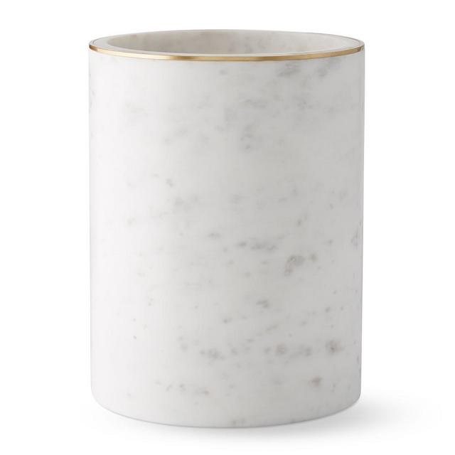 Marble and Brass Wastebasket