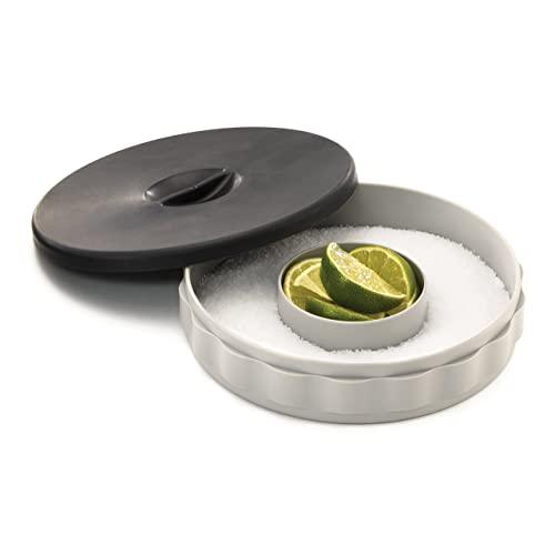 Tablecraft Glass Rimmer Set , 1 PACK, White base with black lid