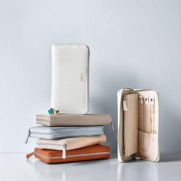 Travel Jewelry Wallet, Personalized SCB in Blush