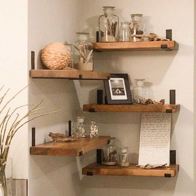 Rustic Shelves with J-Brackets, Book Shelf, Kitchen shelves