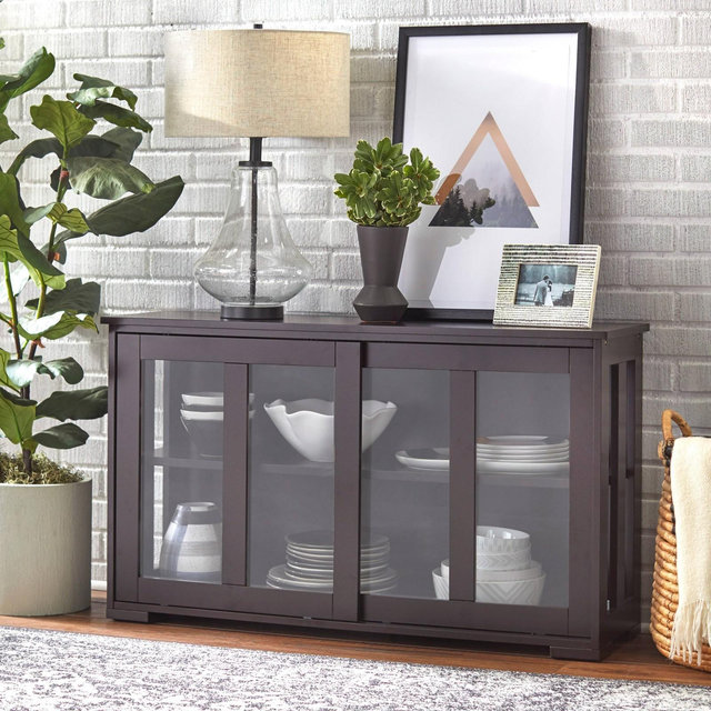 Pacific Stackable Sliding Glass Doors Cabinet Espresso - TMS