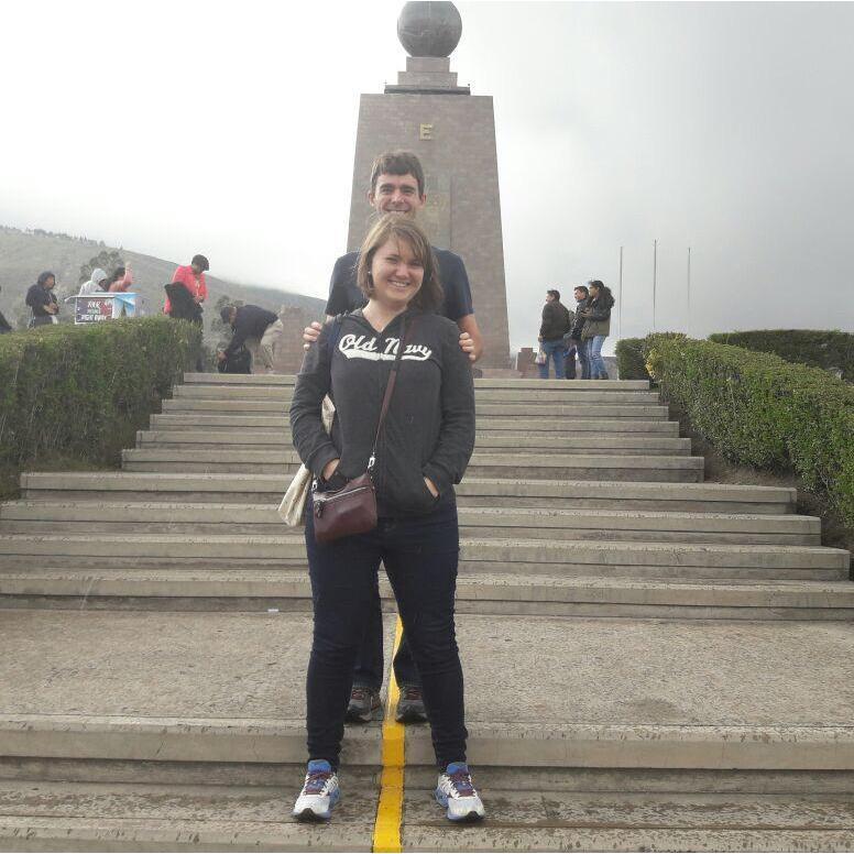 Love spans hemispheres at Mitad del Mundo - the Equator monument in Ecuador! We went to Ecuador, where Cristina grew up, visit her family last Christmas.