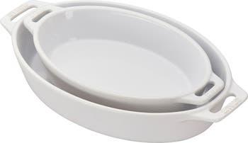 2-Piece Enameled Ceramic Oval Baking Dishes