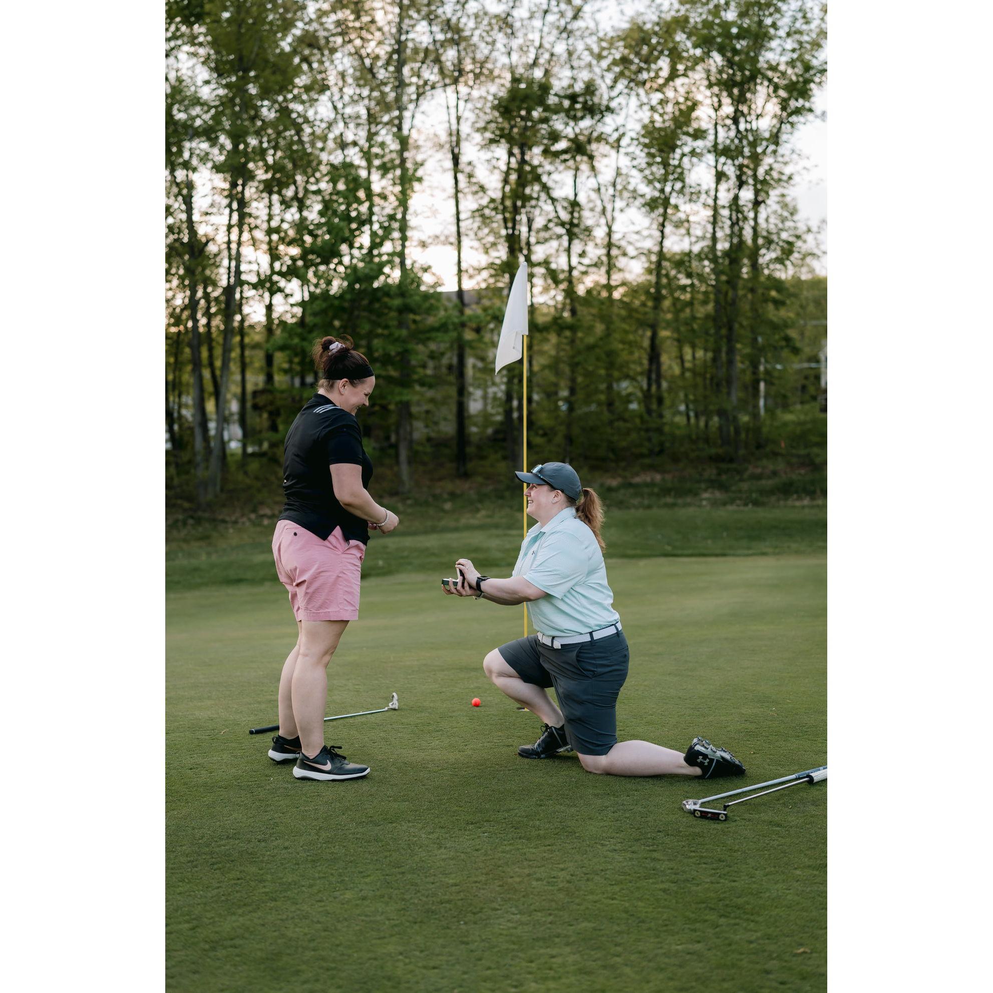 When Amanda popped the question after a round of golf