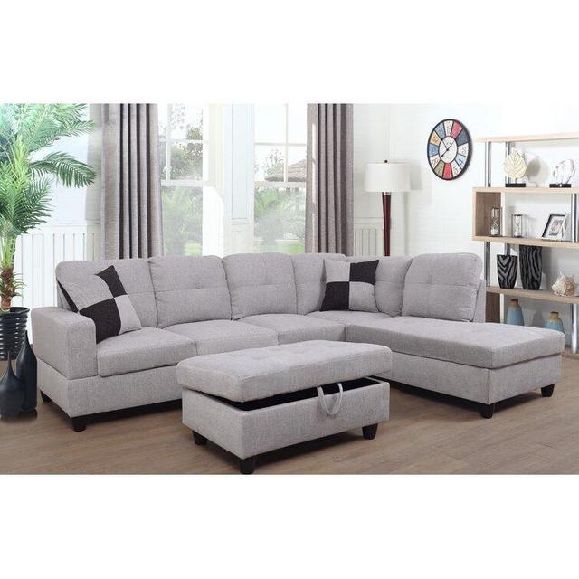 Adda 103" Wide Right Hand Facing Sofa & Chaise with Ottoman