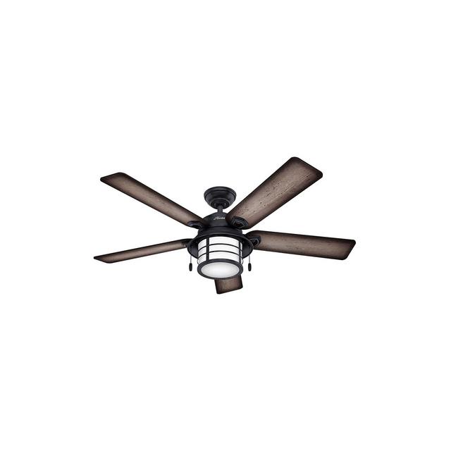 54" Key Biscayne Damp Rated Ceiling Fan Zinc (Includes Energy Efficient Light)- Hunter
