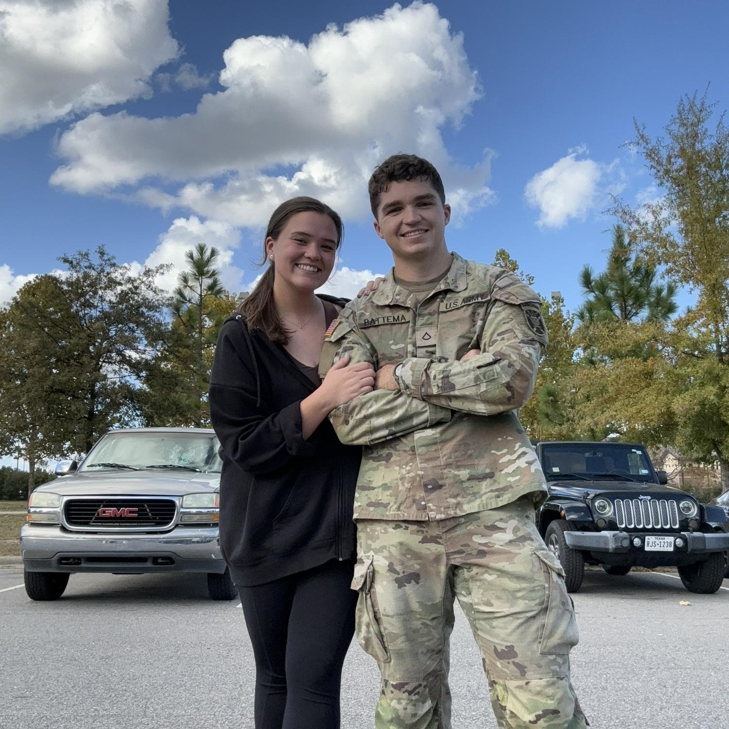 We realized about 6 months into dating we had no pictures together in his army uniform so we snapped this one!