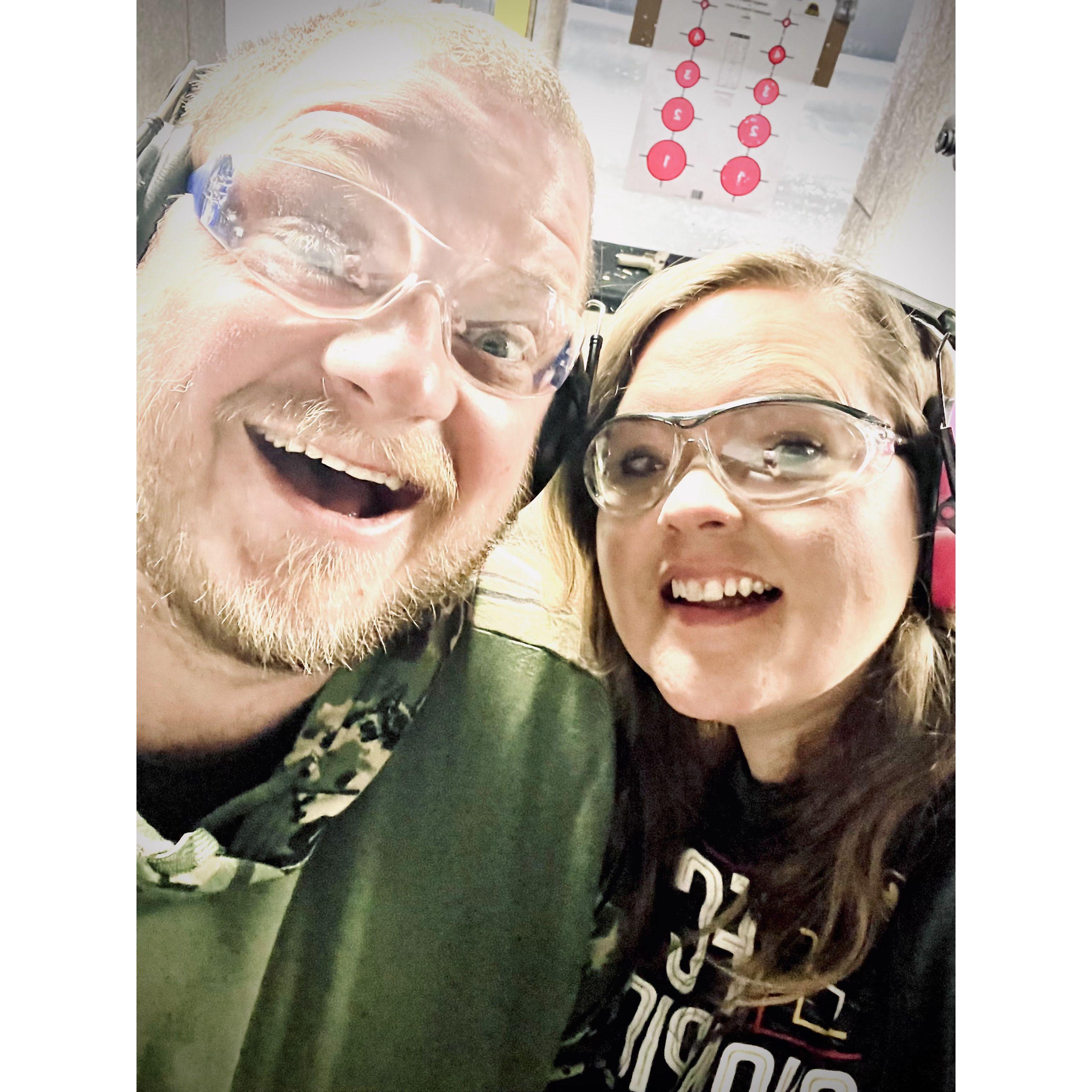 Our favorite date nights include the gun range!
