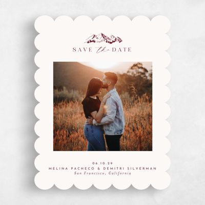 Red Scalloped Wedding Save the Date - Crispin Photo
