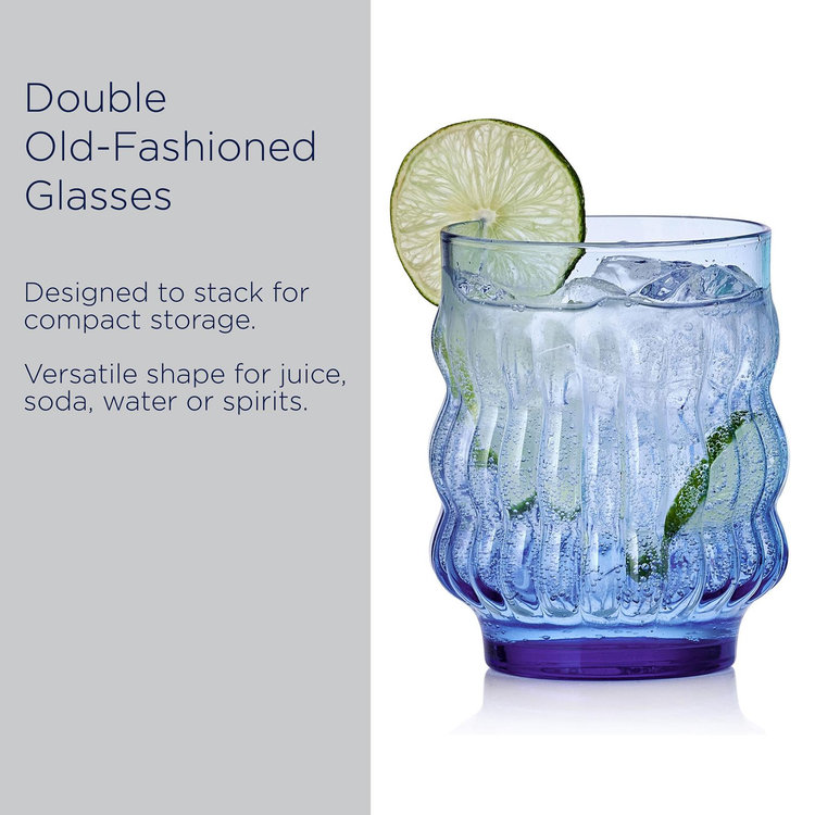 Mikasa, Waves Stacking Double Old Fashioned Glass, Set of 4 | Zola