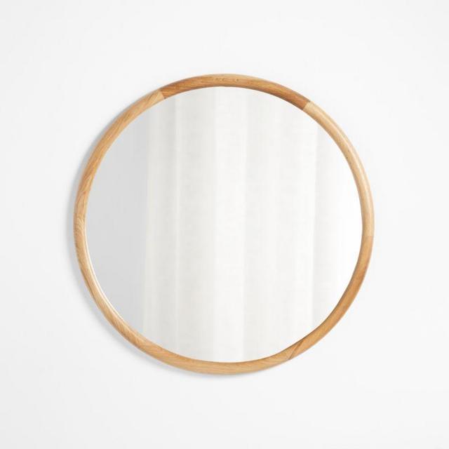 Natia Oak Round Wall Mirror