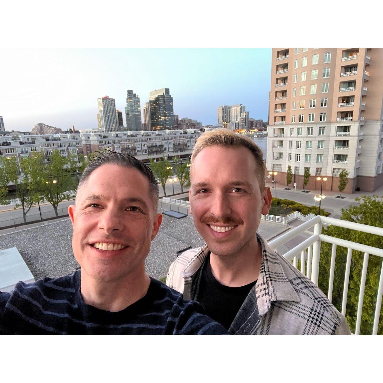 Our first photo on Russ' Federal Hill balcony