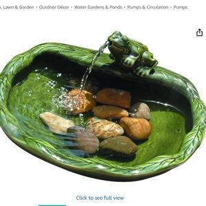 Smart Solar 22300R01 Solar Powered Ceramic Frog Water Feature, Green Glazed Ceramic, Powered By An Included Solar Panel That Operates An Integral Low Voltage Pump With Filter