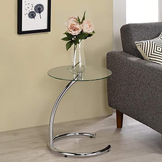 Kings Brand Chrome with Glass Modern Accent Side End Table