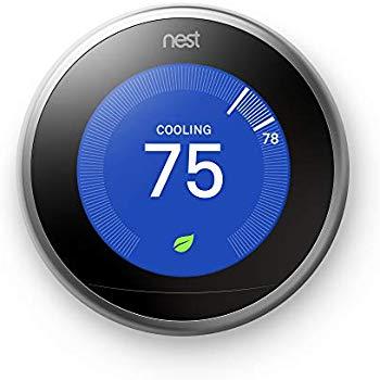 Nest (T3007ES) Learning Thermostat, Easy Temperature Control for Every Room in Your House, Stainless Steel (Third Generation), Works with Alexa