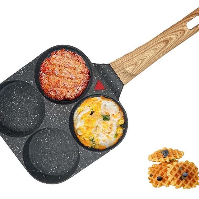 Egg Frying Pan,Non Stick Egg Cooker Pan,4 Cups Pancake Pan Aluminum Alloy Cooker for Breakfast ,Suitable for Induction Cookers and Gas Stoves(four section)