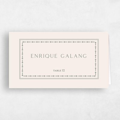 Green Bordered Wedding Place Card - Piran