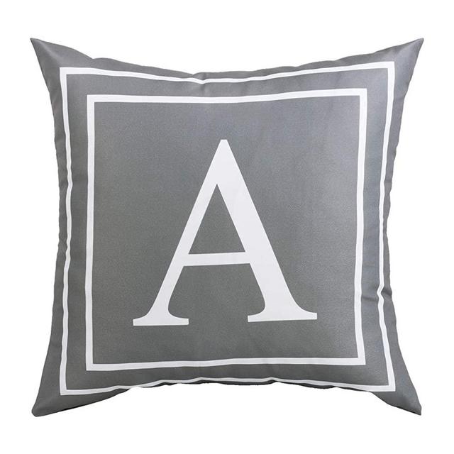 Fascidorm Gray Pillow Cover English Alphabet A Throw Pillow Case Modern Cushion Cover Square Pillowcase Decoration for Sofa Bed Chair Car 18 x 18 Inch