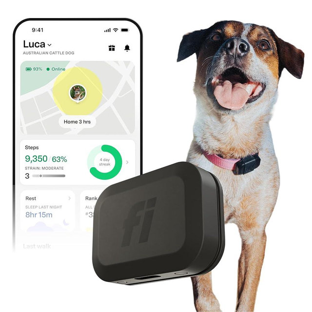 New Fi Mini GPS Tracker for Dogs, Cats, Small Pets – Universal Collar, Lightweight, Virtual Fences, Escape Alerts, Step & Health Tracking, Waterproof – 6-Month Membership Included