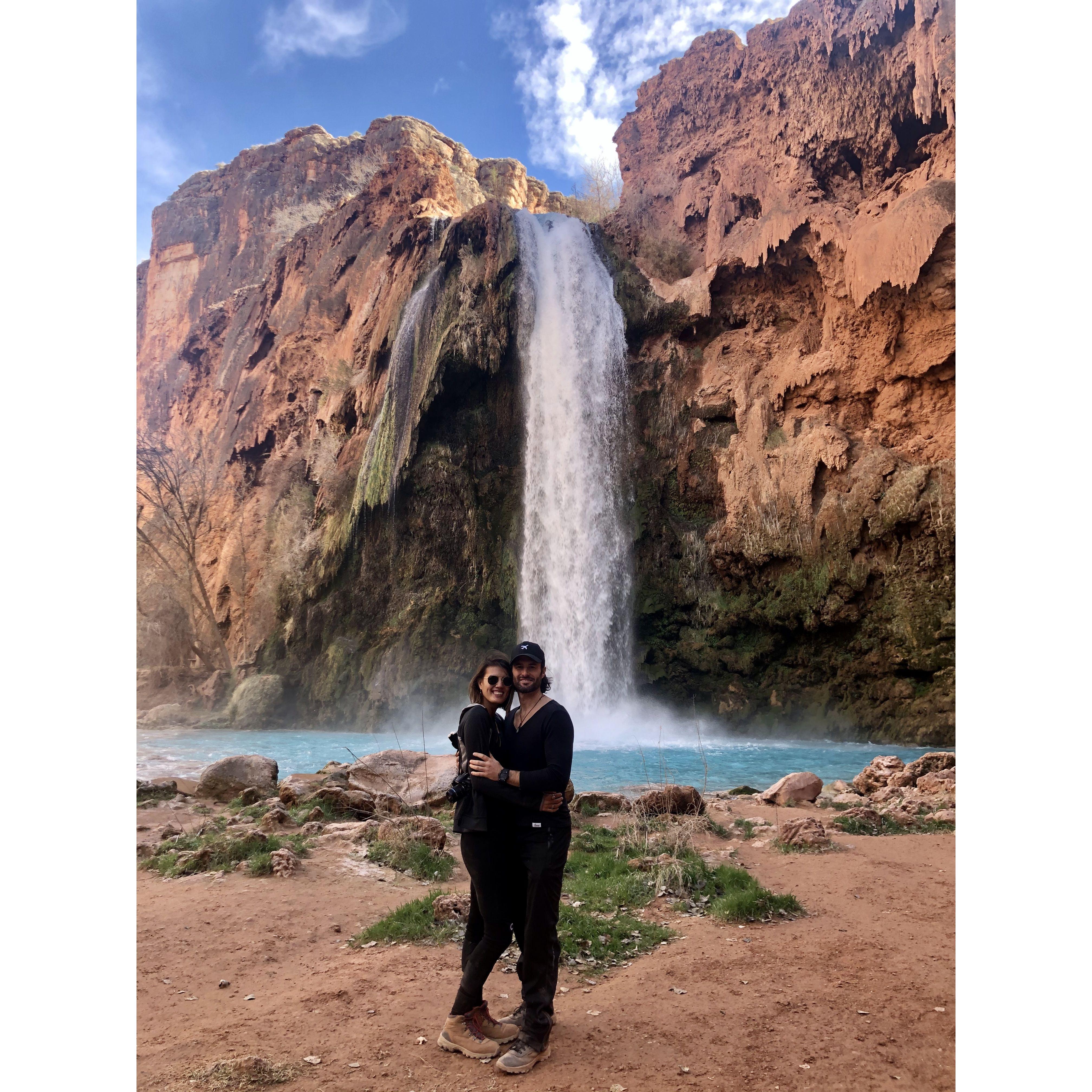 Hiking 10 miles into Havasu Falls located inside the Grand Canyon