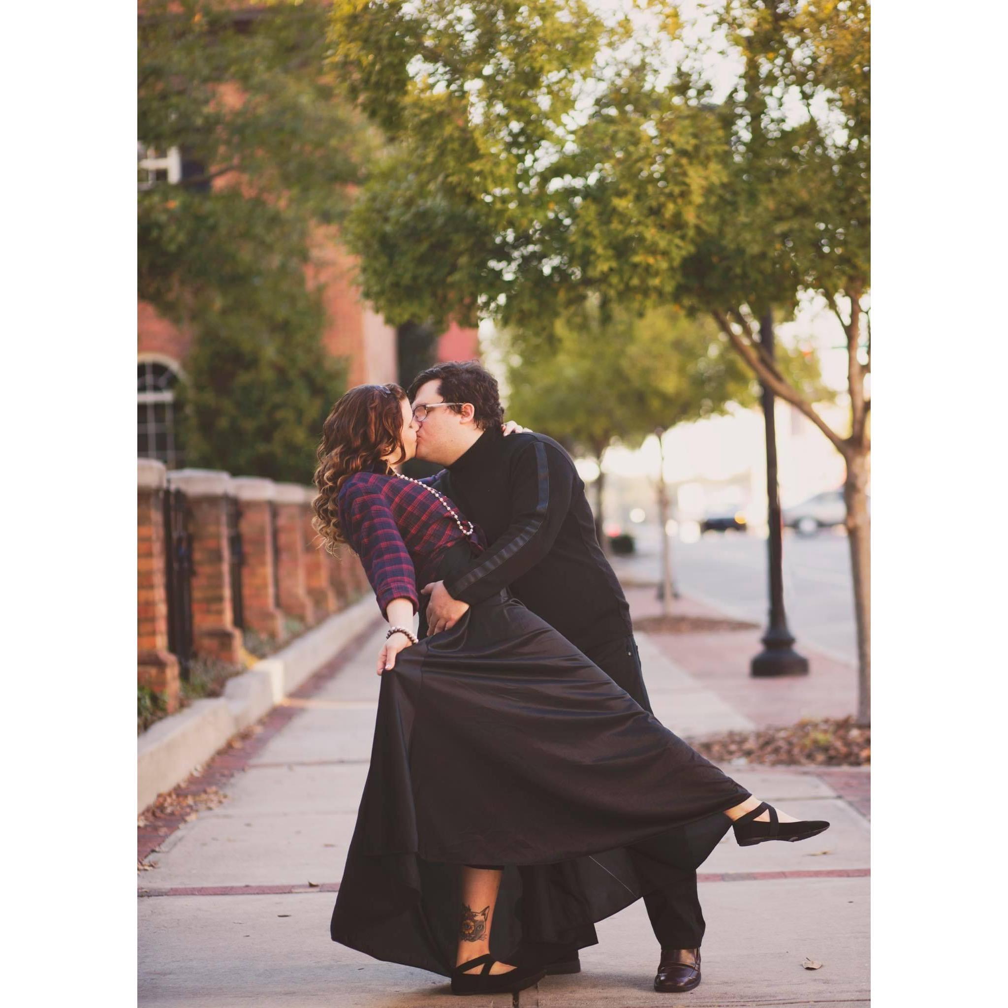 One of our engagement photos, taken in our hometown of Statesboro.