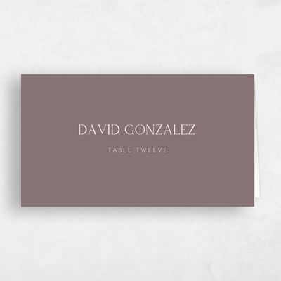 Deep Mauve, Purple Wedding Place Card - Sharpe