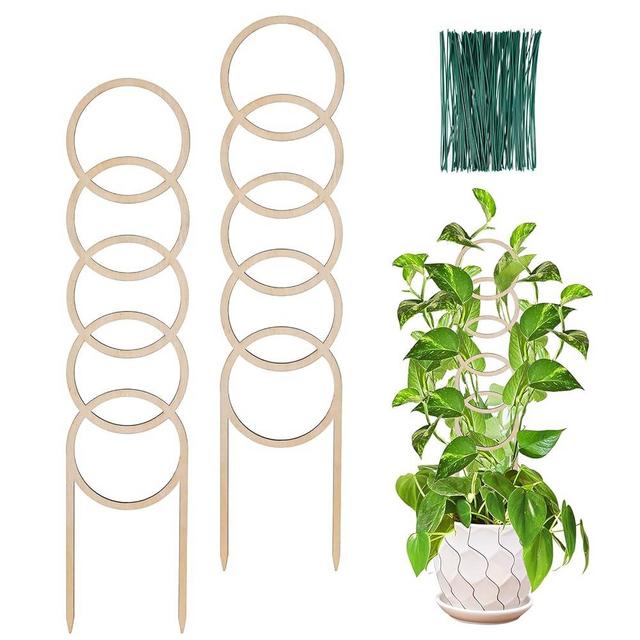 17.5 Inch Indoor Plant Trellis for Climbing Plants,Small Garden Trellis for Potted Plants,with Moisture-Proof Layer Plant Stakes for Indoor Plants Accessories Hoya,Flower,Monste (Circle)