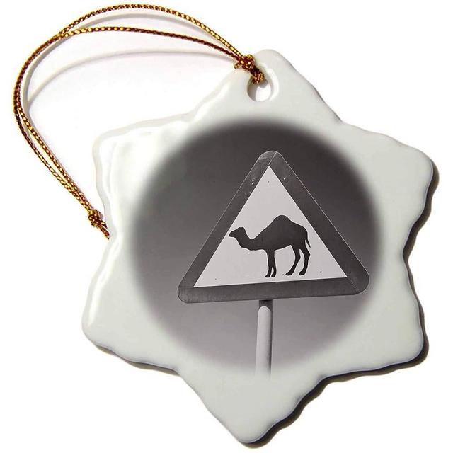 3dRose Qatar, Al Zubarah. Camel Crossing Sign-Road-AS30 WBI0167 - Walter. - Ornaments (orn-74646-1)