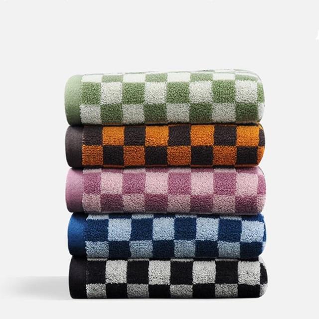 AHXHWKA 5 Pack Cotton Hand Towels for Bathroom, Checkered Face Towel Set Absorbent Soft for Spa Bath Gym 13 x 29 Inches (Color One)