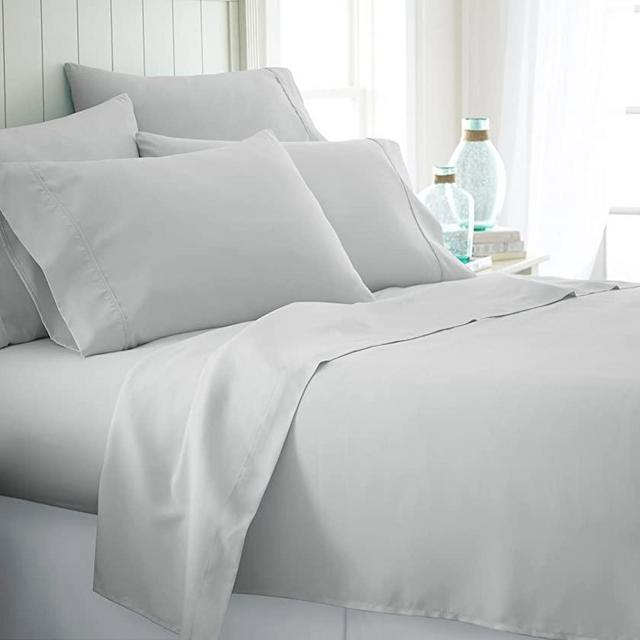 ienjoy Home 6 Piece Bed Sheet Set, California King, Light Gray