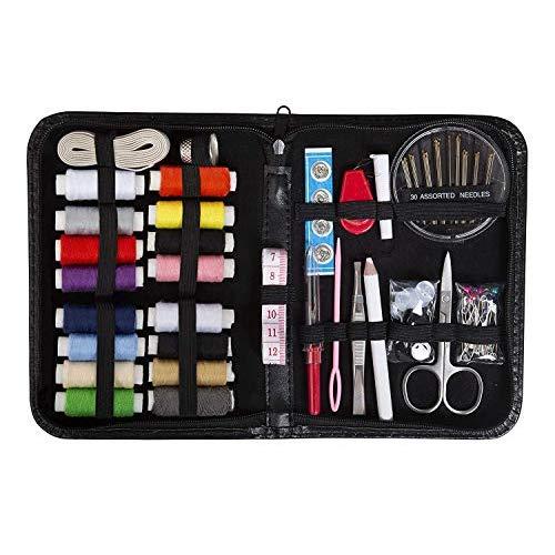  Sewing Kit for Adults Home Travel Camping and Emergency. Best  Gift for Kids Girls Beginners. Quality Premium Mini Sew Supplies Set.  Expansive Case with 100 Extra Pins and Safety Pins (Black