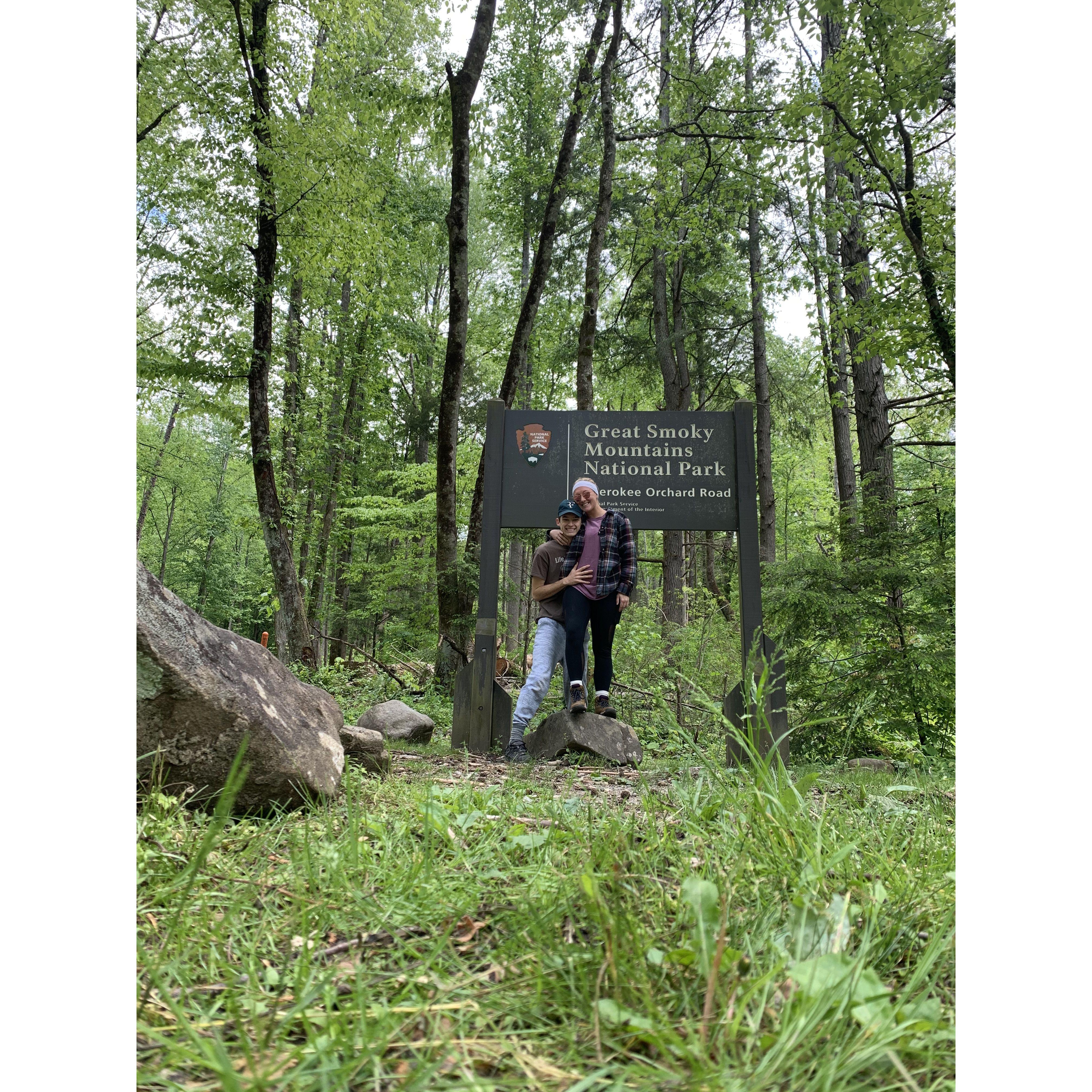 Our first time camping together. Logan didn't believe that I actually liked camping until this trip, and it rained the whole time! Still one of our favorite memories together.