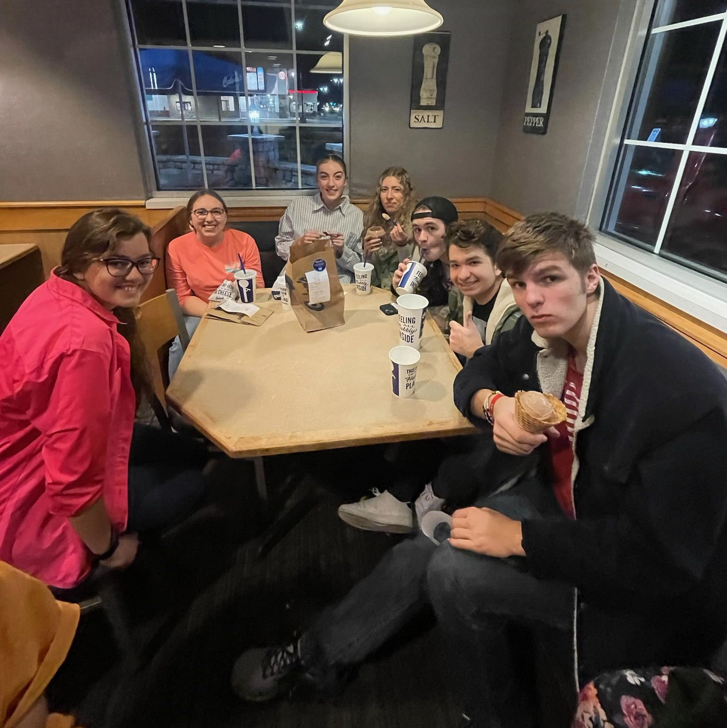 Culver's after Brosis Roller-skating (the night after I got back from Ecuador, and the first time we held hands, Freshman January)