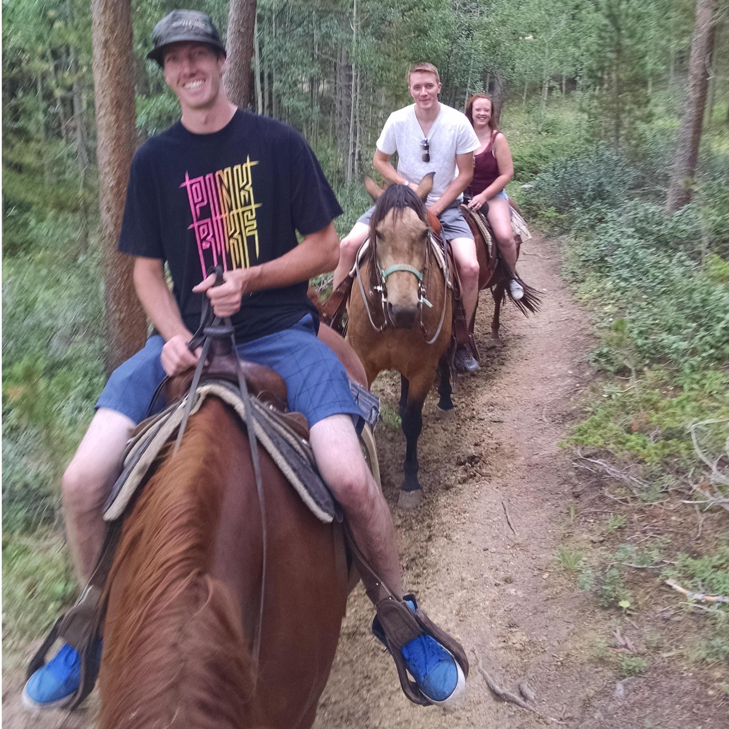 The only time I managed to get Ryan on a horse, with cousins Travis and Nicole